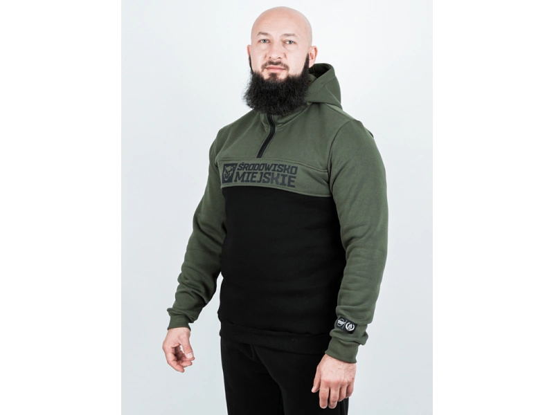 Bluza Środowisko Miejskie Z Kapturem Essential Bear khaki czarna