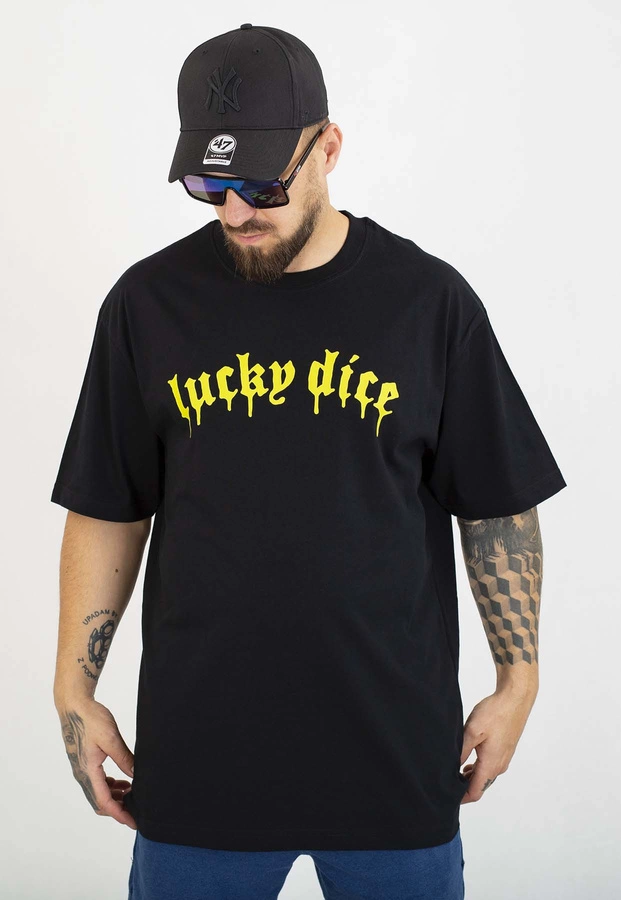 T-shirt Lucky Dice Baggy LD Melt czarno limonkowy