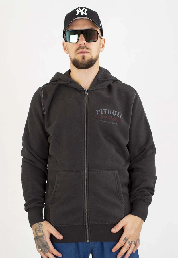 Bluza Pit Bull Z Kapturem ZIP Strenght & Respect washed dark graphite