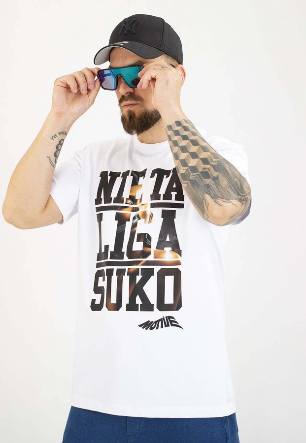T-shirt Motive Nie Ta Liga Smoke biały