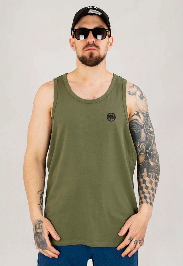 Tank Pit Bull Slim Fit Small Logo oliwkowy