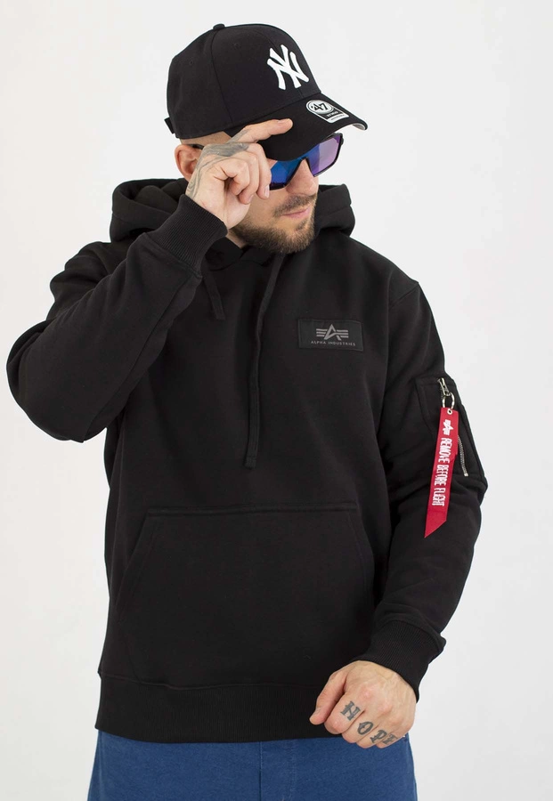 Bluza Alpha Industries Z Kapturem Back Print Camo 178318CP czarna camo