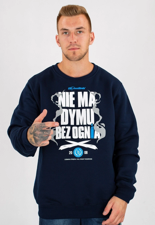 Bluza Ciemna Strefa Nie Ma Dymu Bez Ognia granatowa