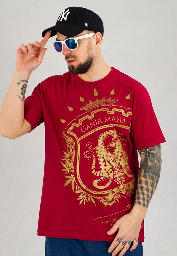 T-shirt Ganja Mafia Herb Big Gold bordowy