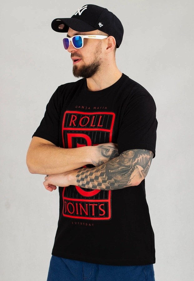 T-shirt Ganja Mafia RJ czarno czerwony