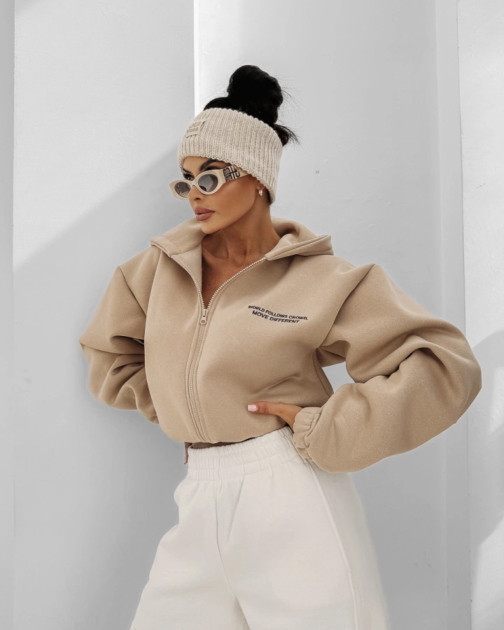 Bluza Olavoga Z Kapturem ZIP Creativa beżowa