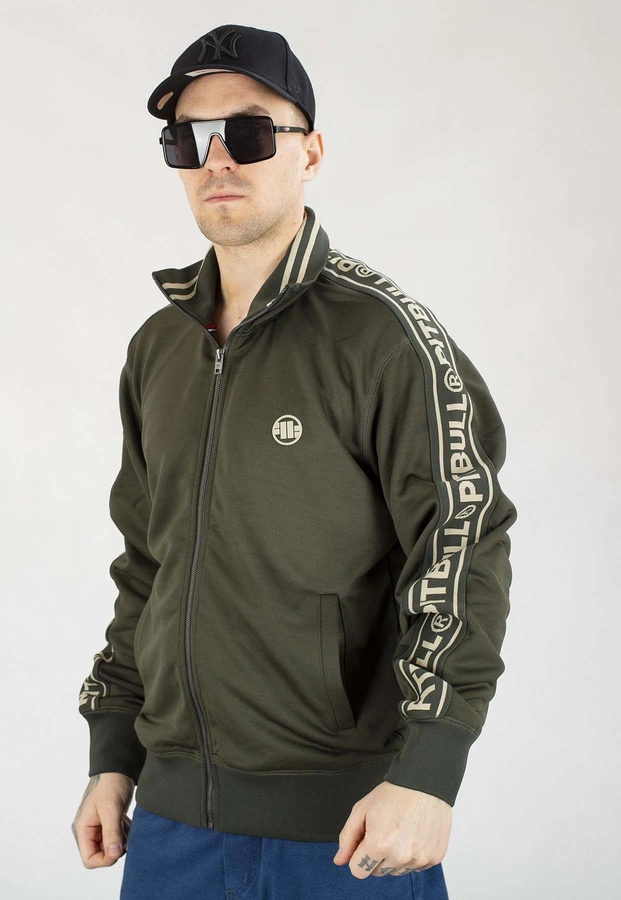 Bluza Pit Bull Bez Kaptura Zip Oldschool Tape ciemno zielona