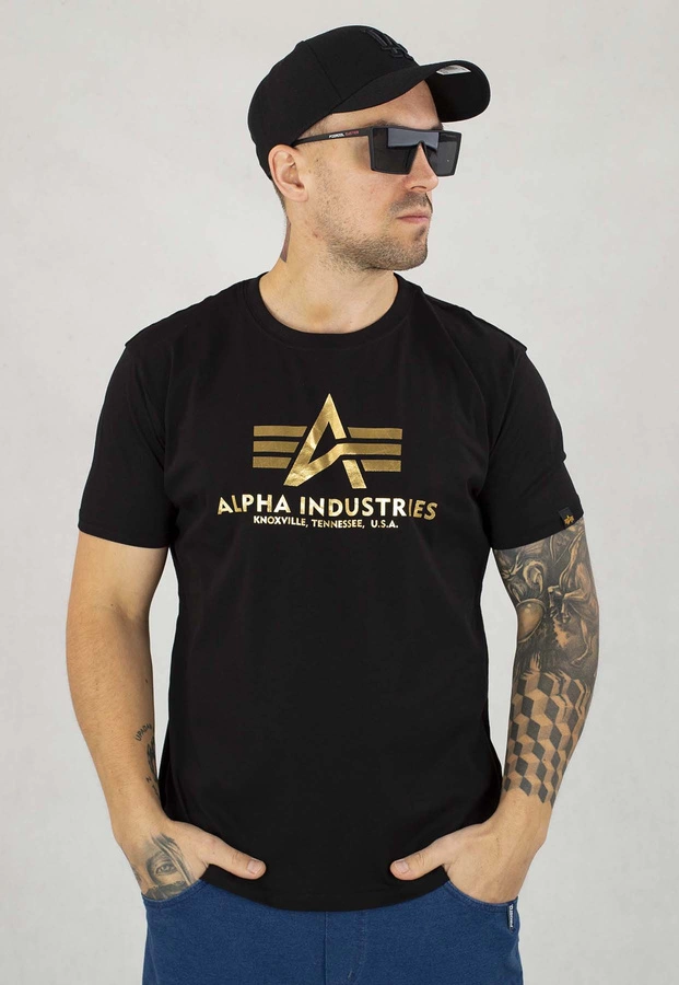 T-shirt Alpha Industries Basic 100501FP czarno złoty