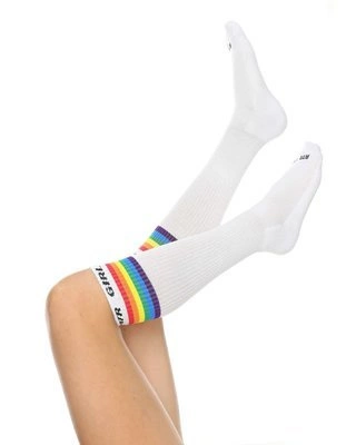 Podkolanówki ATR Wear Rainbow białe