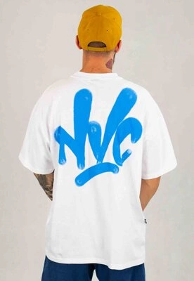 T-shirt Nice View Brand Big Back biało niebieski