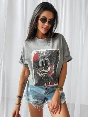 T-Shirt Olavoga Red Miki jasno szary