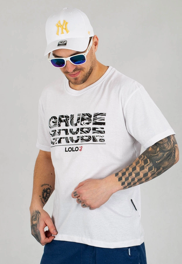 T-shirt Grube Lolo Triple Logo biały