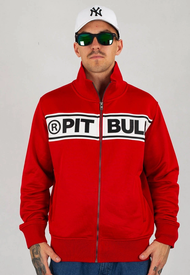 Bluza Pit Bull Oldschool Zip Chest Logo czerwono biała