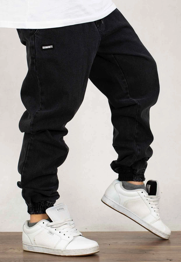 Spodnie Diamante Wear Jogger Unisex Crew marmur czarny jeans