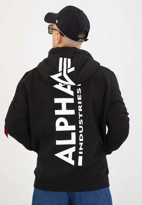 Bluza Alpha Industries ZIP Z Kapturem Back Print 128342 czarna