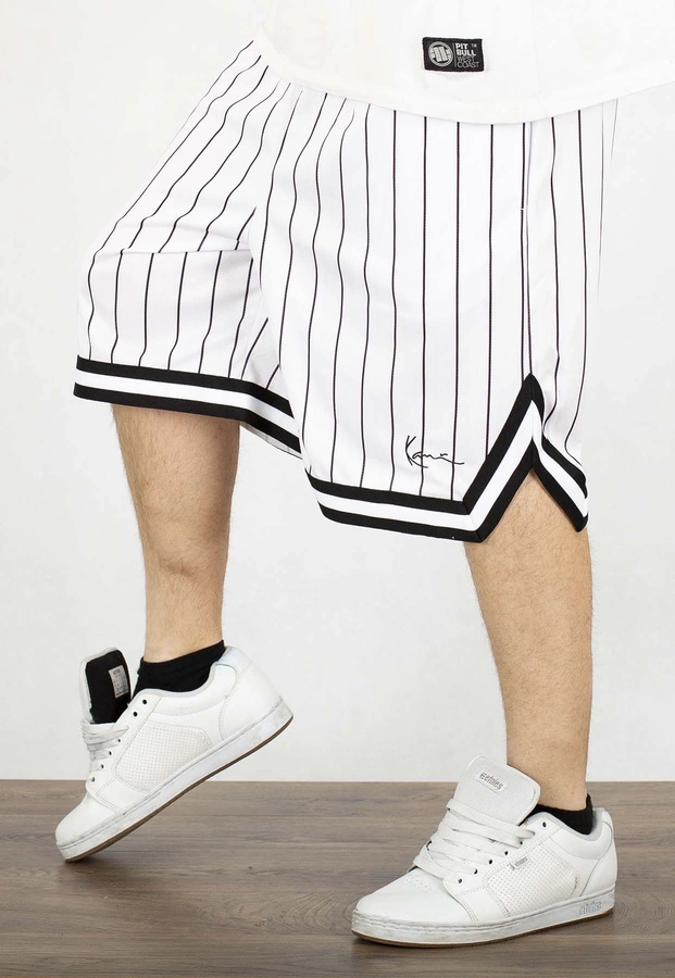 Spodenki Karl Kani Small Signature Pinstripe Mesh 6014921 biało czarne