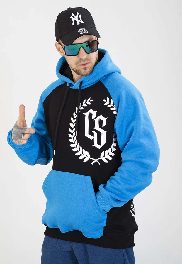 Bluza Ciemna Strefa Z Kapturem CS Reglan czarno niebieska