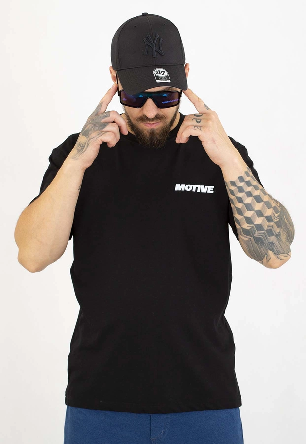 T-shirt Motive Yourself Back Blue Red Logo czarny