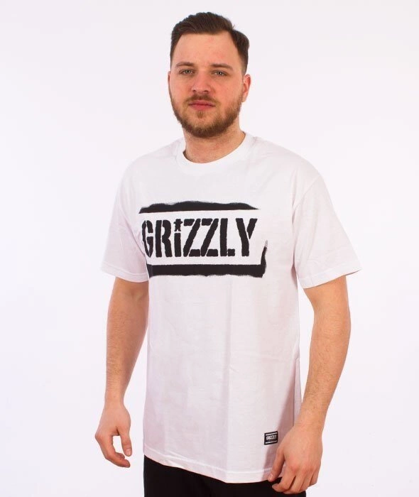 Grizzly-Stencil Stamp T-Shirt White