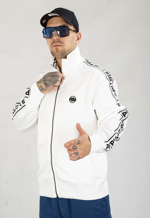 Bluza Pit Bull Bez Kaptura Zip Tape Logo biała