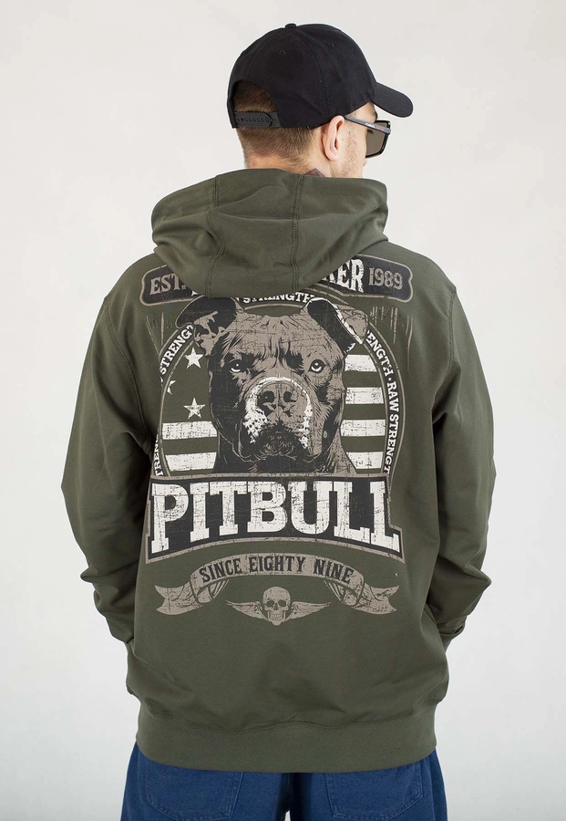 Bluza Pit Bull Z Kapturem ZIP Troublemaker old green