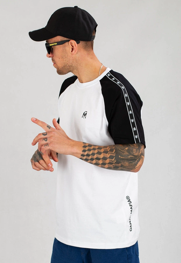 T-shirt Ganja Mafia GM Stripe 2Tone biały