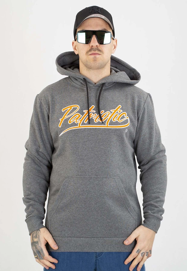 Bluza Patriotic Z Kapturem Retro Script szara