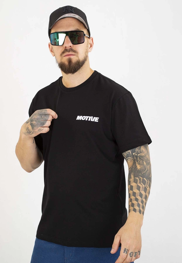T-shirt Motive Yourself Back Blue Red Logo czarny
