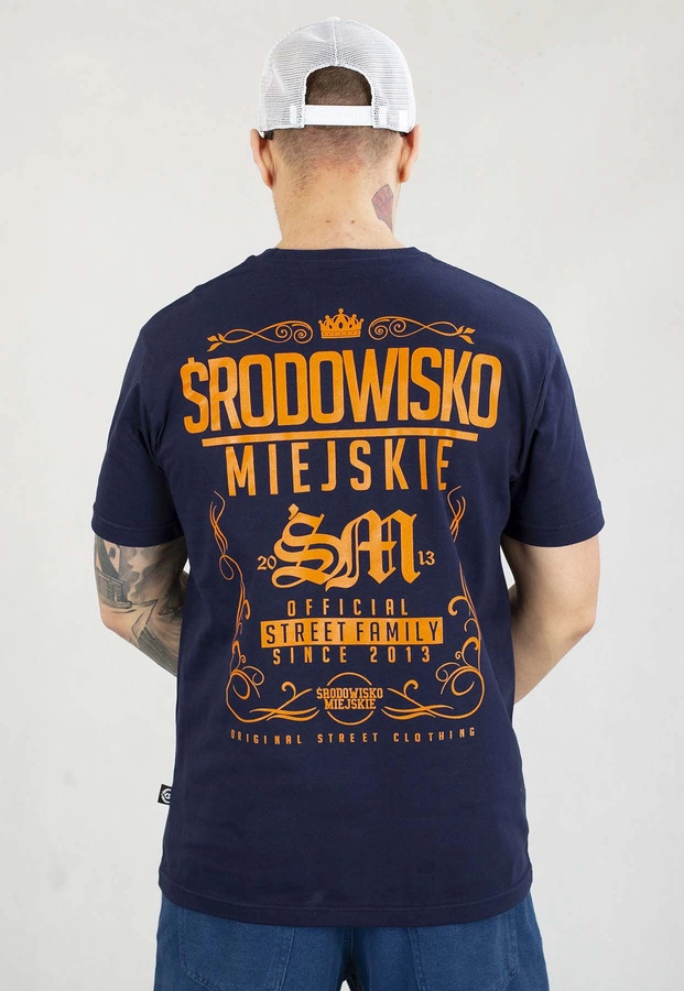 T-shirt Środowisko Miejskie Theme granatowo pomarańczowy