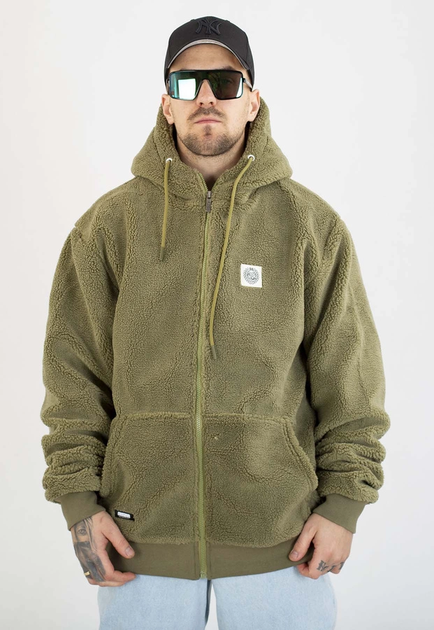 Kurtka Mass Z Kapturem Zimowa ZIP Patch Teddy oliwkowa