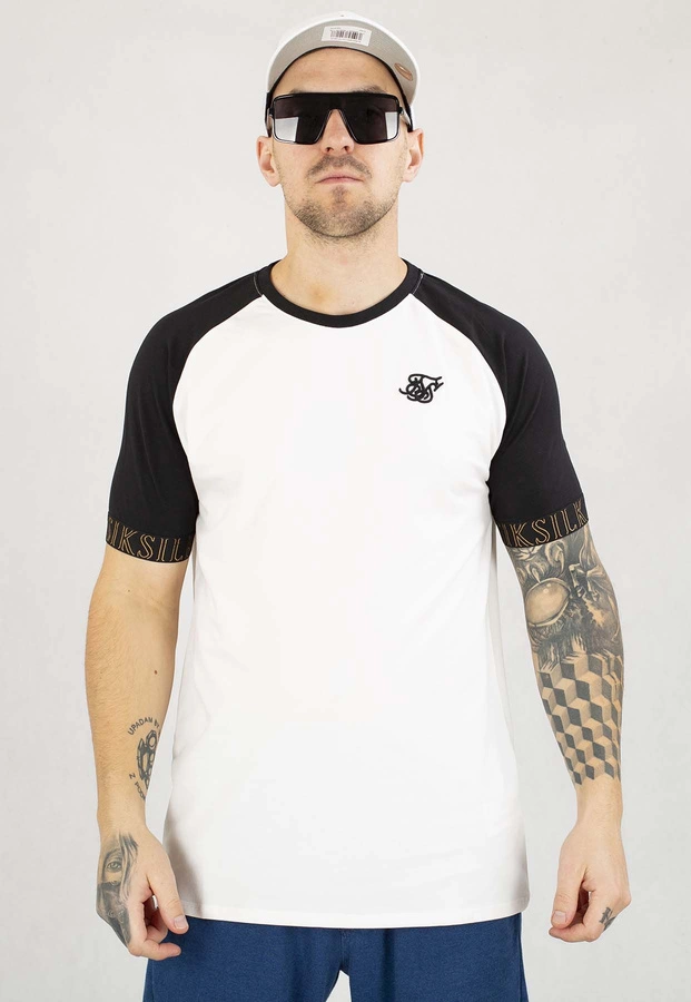 T-shirt SikSilk Tech SS-26771 biało czarny