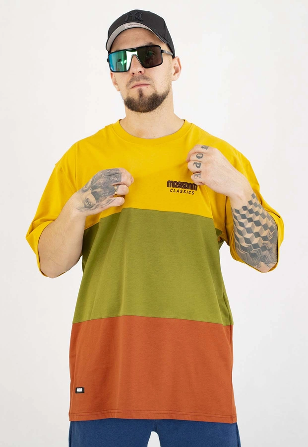 T-shirt Mass Zone żółto oliwkowo pomarańczowy