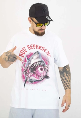 T-shirt Brain Dead Familia Shark biały