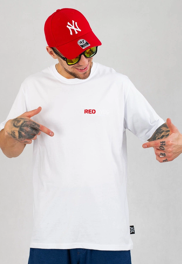 T-shirt Red Eyes King biało złoty