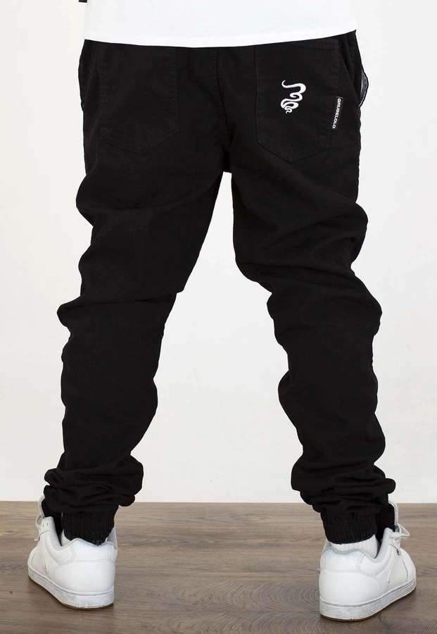 Spodnie Grube Lolo Dymek Back Haft czarno białe