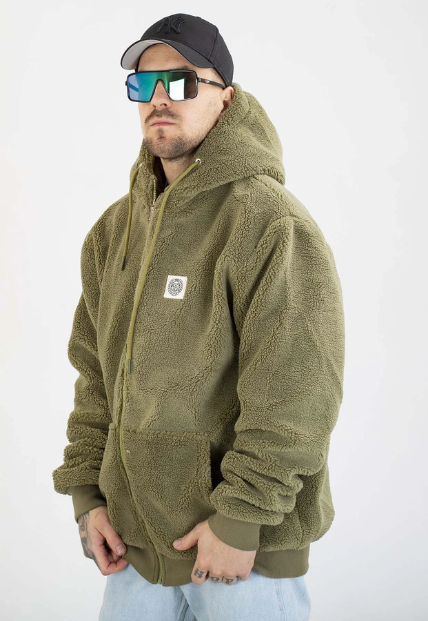 Kurtka Mass Z Kapturem Zimowa ZIP Patch Teddy oliwkowa
