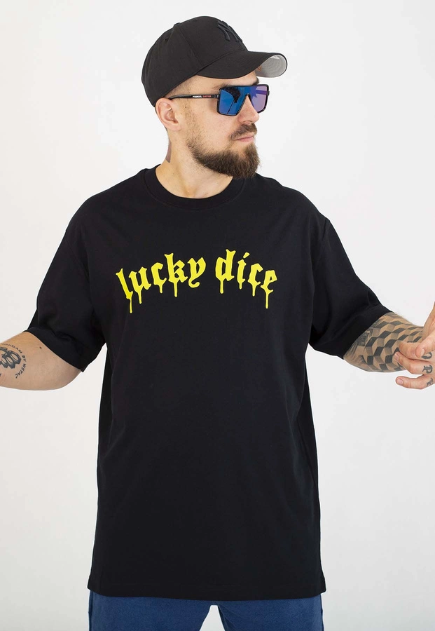 T-shirt Lucky Dice Baggy LD Melt czarno limonkowy