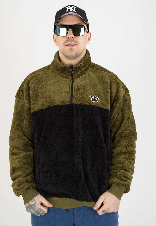 Bluza Jigga Wear Bez Kaptura Sherpa oliwkowo czarna