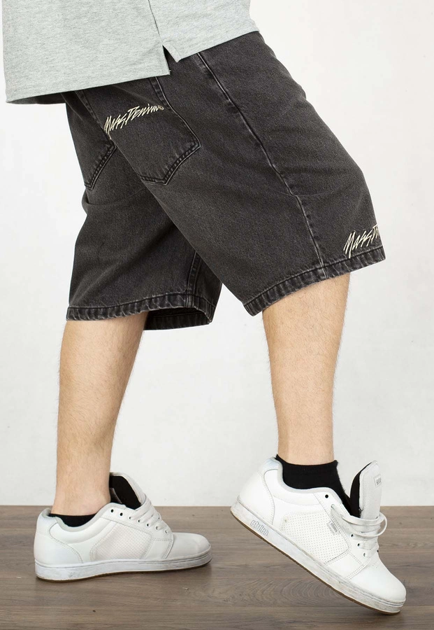 Spodenki Mass Jeans Initials Loose Fit black washed