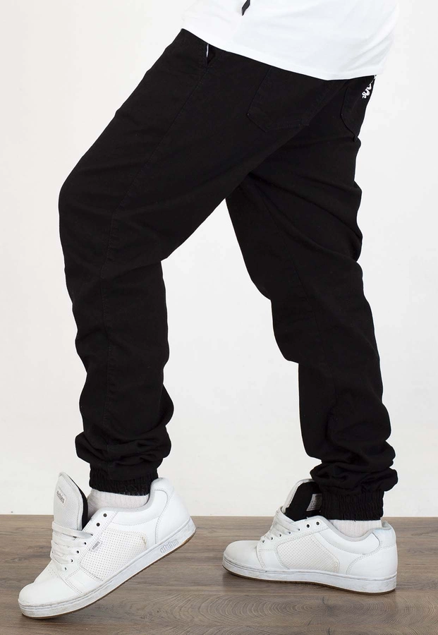 Spodnie Grube Lolo Dymek Back Haft czarno białe