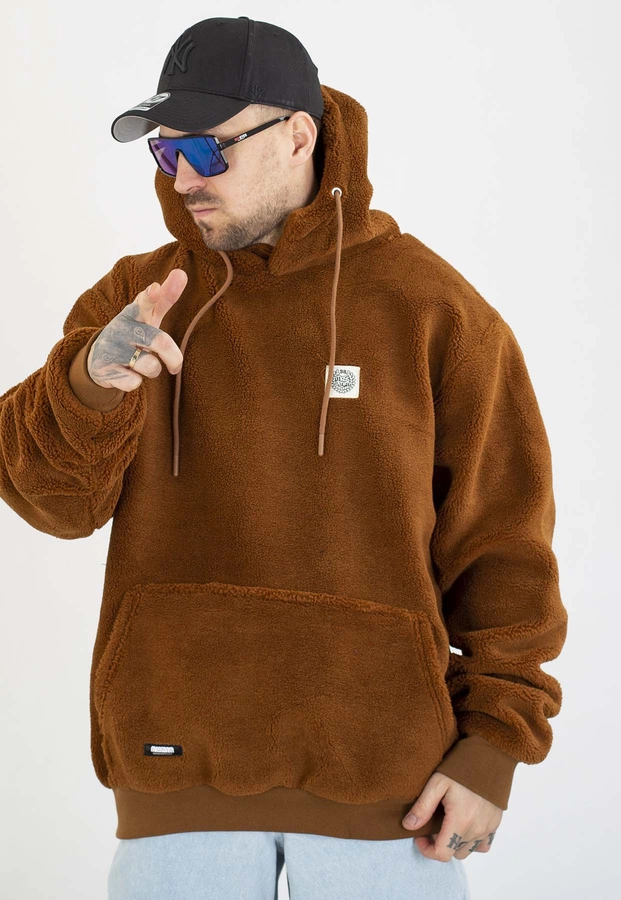 Kurtka Mass Z Kapturem Zimowa Patch Teddy brązowa