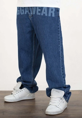 Spodnie Jigga Wear Baggy Jeans Front Laser Blue