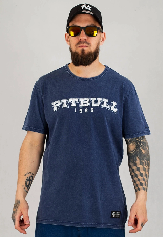 T-shirt Pit Bull Denim Washed Born In 1989 granatowy