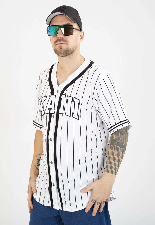 T-shirt Karl Kani Serif Pinstripe Baseball 6033361 biało czarny