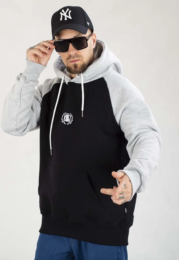 Bluza Diil Z Kapturem Reglan czarno szara