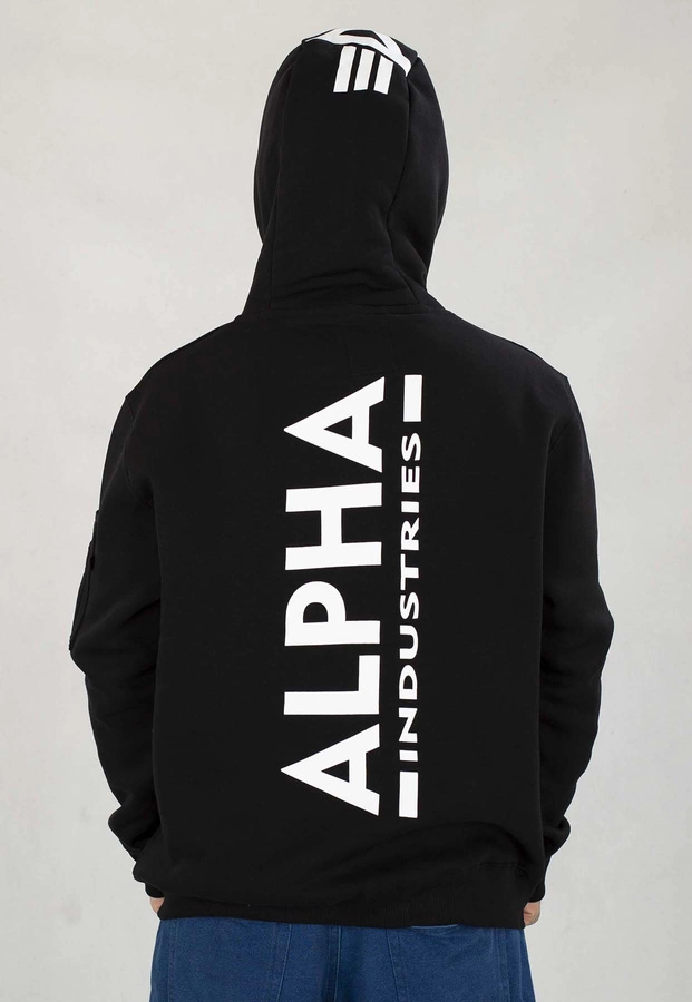 Bluza Alpha Industries ZIP Z Kapturem Back Print 128342 czarna