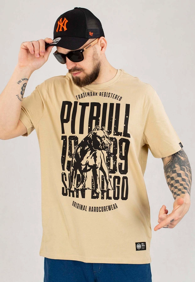 T-shirt Pit Bull San Diego Dog piaskowy