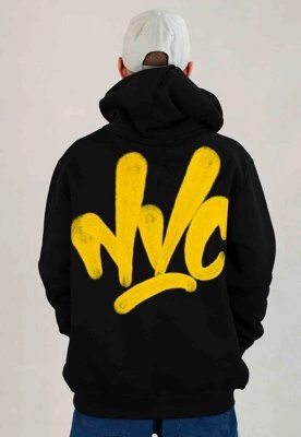 Bluza Nice View Brand Z Kapturem Big Back czarno żółta