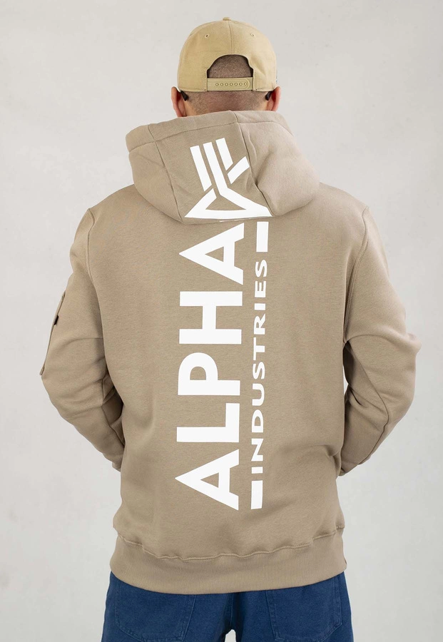 Bluza Alpha Industries Z Kapturem Back Print 178318 beżowa