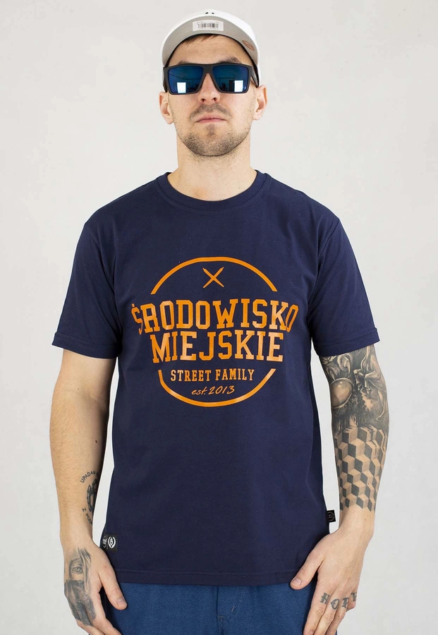 T-shirt Środowisko Miejskie Theme granatowo pomarańczowy